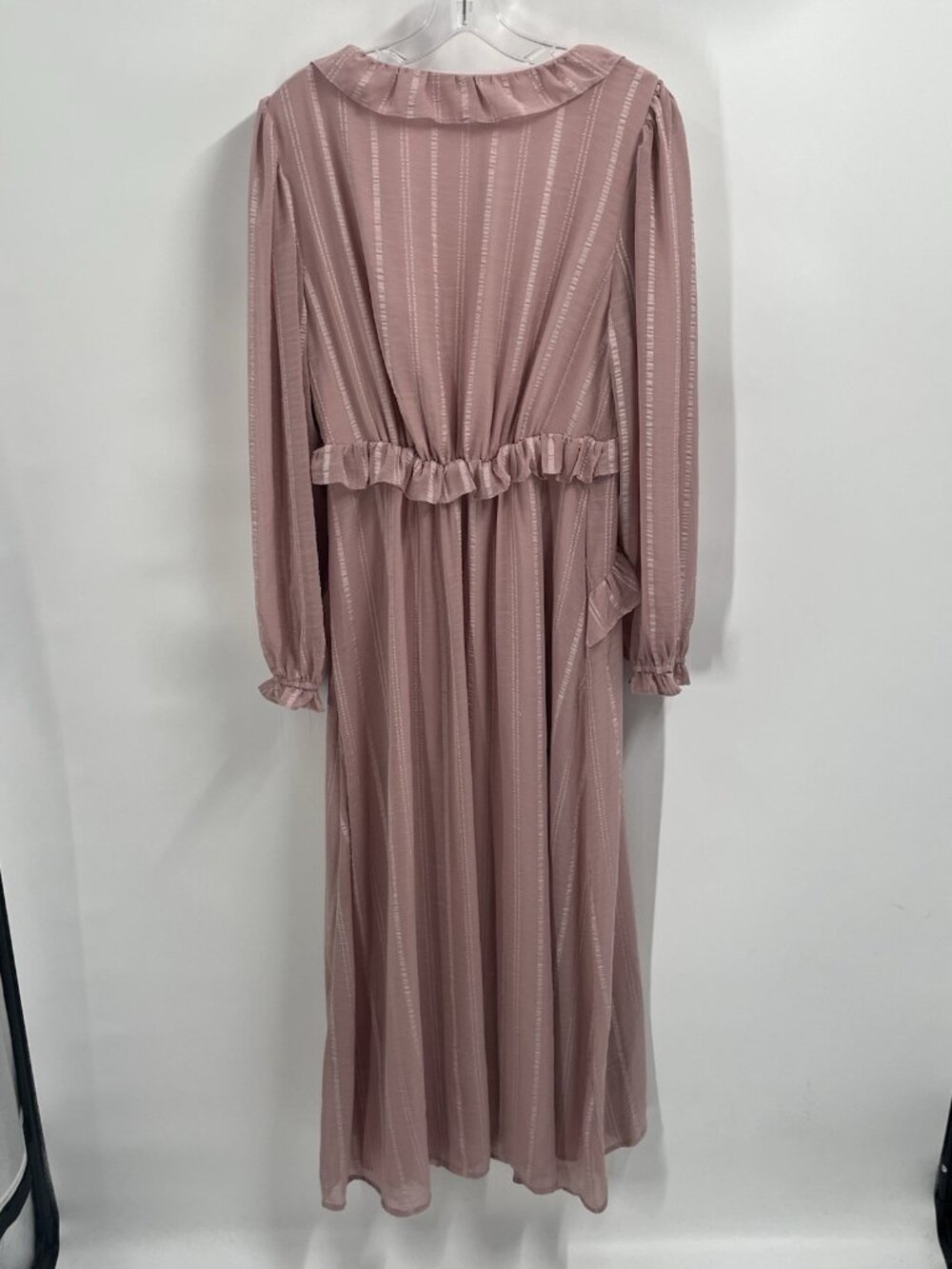 Storia Blush Pink Ruffle Maxi Dress Sz XL Long Sleeve Cottagecore Boho Romantic - Picture 6 of 6